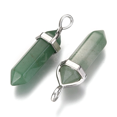 Natural Green Aventurine Double Terminated Pointed Pendants X-G-F295-04A-1