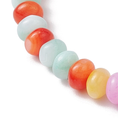 Rondelle Dyed Natural Freshwater Shell Beaded Stretch Bracelets for Women BJEW-JB10928-1
