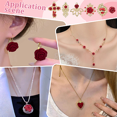 24Pcs 6 Styles Alloy Rhinestone Pendants ENAM-PH0003-27-1