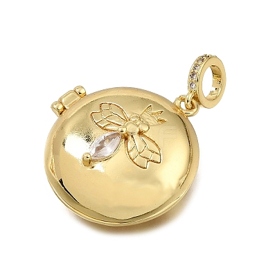 Brass Micro Pave Clear Cubic Zirconia Diffuser Locket Pendants KK-A303-28A-G-1