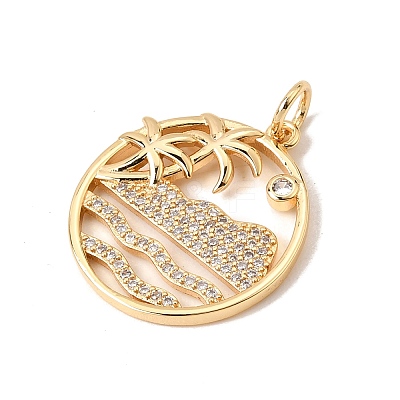 Brass Micro Pave Clear Cubic Zirconia Pendants CU-CBA6344-02G-1