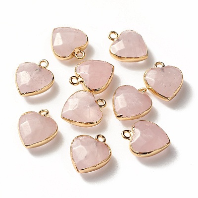 Electroplate Natural Rose Quartz Pendants G-T112-03H-1