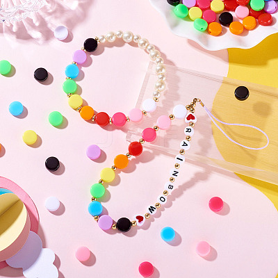 100Pcs 10 Colors Opaque Acrylic Beads OACR-TA0003-09-1