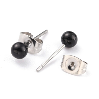 Acrylic Imitation Pearl Ball Stud Earrings STAS-Z035-05B-02-1