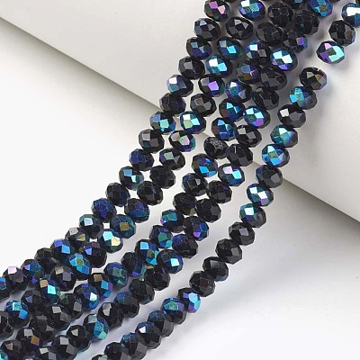 Electroplate Opaque Solid Color Glass Beads Strands X-EGLA-A034-P4mm-L01-1