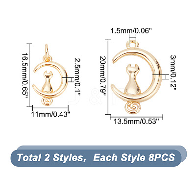 16Pcs 2 Style Brass Pendants KK-AR0003-19-1