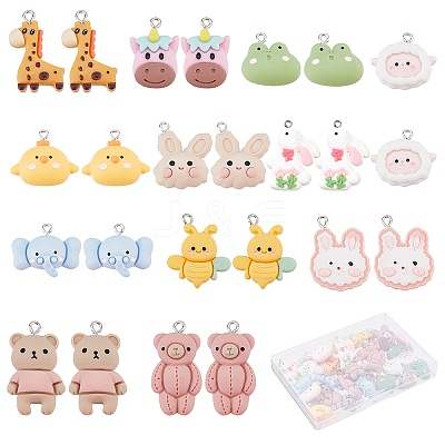 48Pcs 12 Styles Opaque Resin Pendants FIND-SC0003-24-1