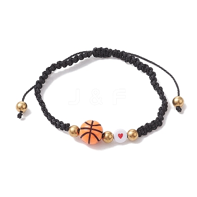 Sport Theme Acylic & Alloy Braided Bead Bracelet BJEW-JB10122-04-1