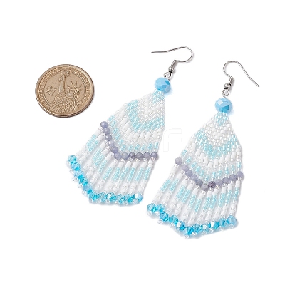 Glass Seed Beaded Tassel Dangle Earrings for Women EJEW-MZ00202-1