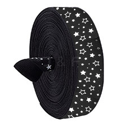 25 Yards Polyester Star Print Grosgrain Ribbon OCOR-PH0004-09-1