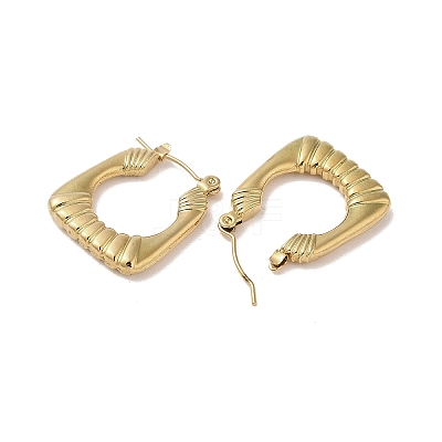 Rectangle 201 Stainless Steel Half Hoop Earrings for Women EJEW-G385-08G-1