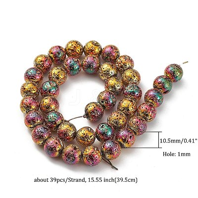 Electroplated Natural Lava Rock Beads Strands LS-G-S352-30D-07-1
