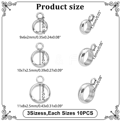 30Pcs 3 Styles 304 Stainless Steel Tube Bails STAS-LP0001-23-1