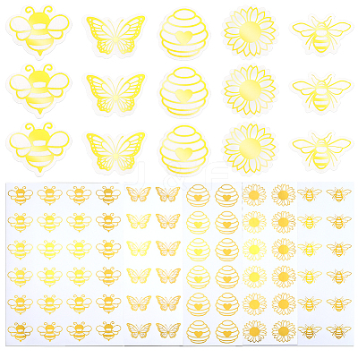 20 Sheets 5 Styles Gold Foil Self-adhesive Stickers DIY-CP0010-86-1