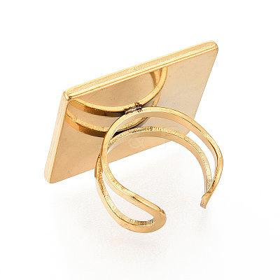 304 Stainless Steel Open Cuff Ring Components STAS-S080-041I-G-1