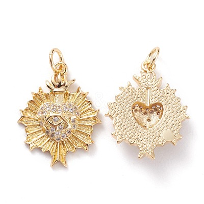 Brass Micro Pave Clear Cubic Zirconia Pendants ZIRC-H117-01G-1