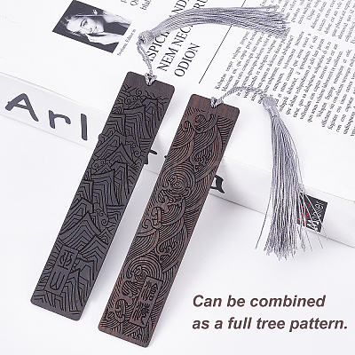 2Pcs 2 Style Blackwood Bookmarks AJEW-PH0001-76-1
