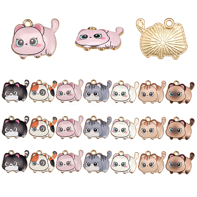 28Pcs 7 Colors Printed Alloy Pendants FIND-BM0001-01-1