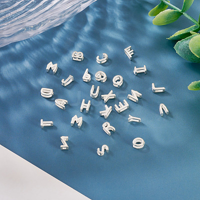 6Pcs 925 Sterling Silver Hollow Initial Beads STER-TA0001-53G-1