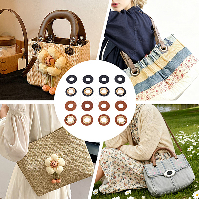 8 Bags 2 Colors Imitation PU Leather Eeyelet Patch PURS-CL0001-34G-1