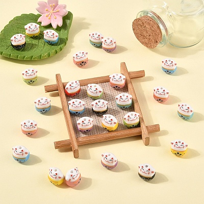 10Pcs Handmade Printed Porcelain Beads PORC-YW0001-29A-1