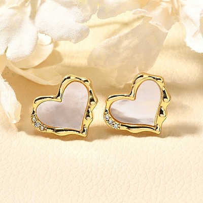 Rack Plating Brass Micro Pave Clear Cubic Zirconia Stud Earrings EJEW-Q010-01G-1
