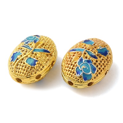 Rack Plating Brass Enamel Beads KK-P276-26C-05G-1