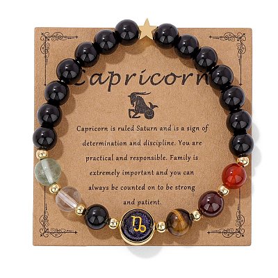 Natural Mixed Gemstone Round Beads Stretch Bracelet PW-WGCDE6C-04-1