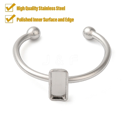 Non-Tarnish 304 Stainless Steel Open Cuff Ring Components STAS-I306-02P-1