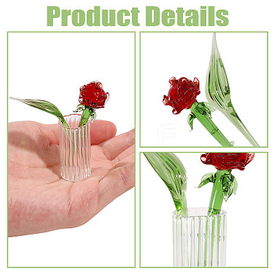 2Pcs Glass Flower Display Decorations AJEW-CO0001-04C-1