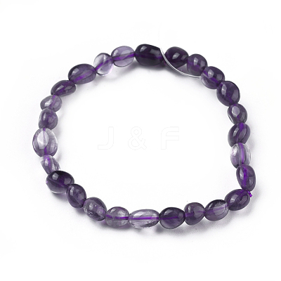Natural Amethyst Bead Stretch Bracelets BJEW-K213-05-1