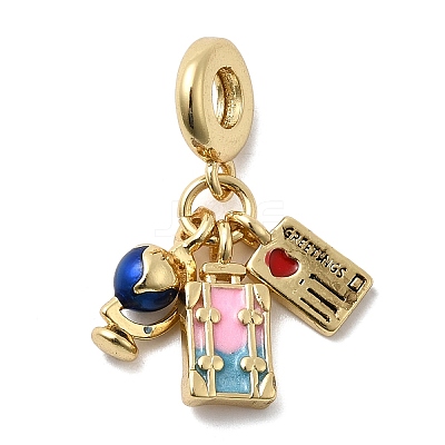 Brass Enamel European Dangle Charms KK-C137-12G-1