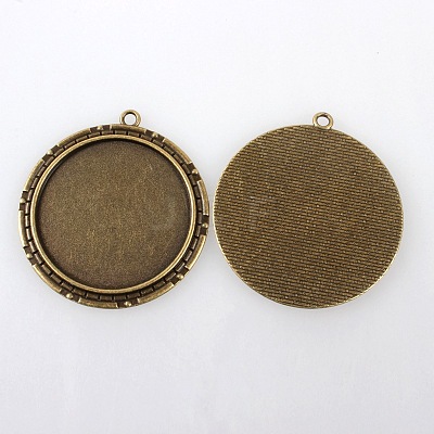Vintage Tibetan Style Alloy Pendant Cabochon Settings TIBEP-M018-22AB-NF-1