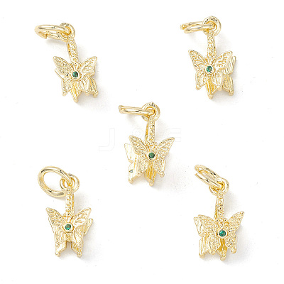 Rack Plating Brass Pave Cubic Zirconia Butterfly Ice Pick Pinch Bails KK-G464-06LG-1