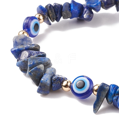 7Pcs 7 Style Natural Mixed Stone Chips & Resin Evil Eye Braided Bead Bracelets Set BJEW-JB08495-1
