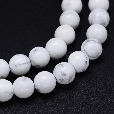 Round Natural Howlite Bead Strands G-F222-14-8mm-1