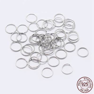 Anti-Tarnish Rhodium Plated 925 Sterling Silver Open Jump Rings STER-F036-02P-0.6x4mm-1