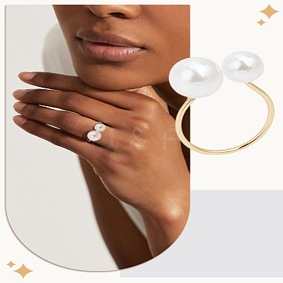 1Pc Resin Imitation Pearl Finger Rings RJEW-LP0002-18G-1