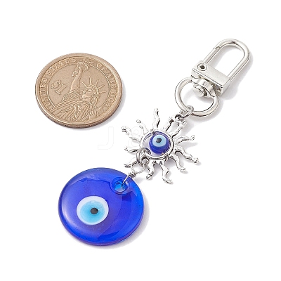 Horse Eye/Heart/Star/Hamsa Hand/Flat Round with Evil Eye Lampwork Pendant Decorations HJEW-JM01997-1