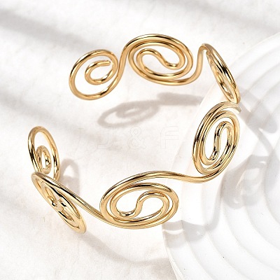 304 Stainless Steel Cuff Bangles for Women LS-BJEW-Z150-01G-01-1