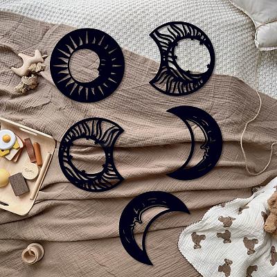 Wood Moon Phase Pendant Decoration HJEW-WH20013-007-1