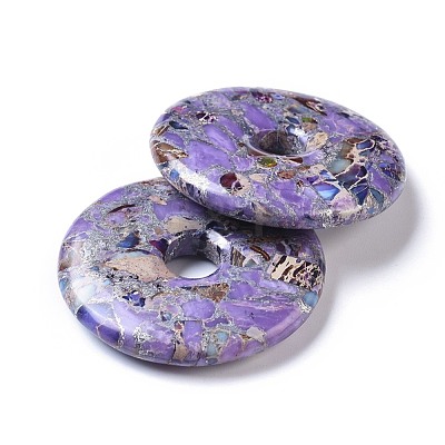 Synthetic Silver Line and Regalite/Imperial Jasper/Sea Sediment Jasper Big Pendants G-P299-I02-1