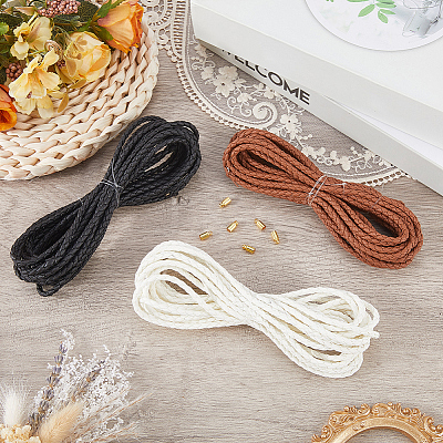 15M 3 Colors Braided Round Soft PU Imitation Leather Cords OCOR-CL0001-11A-1