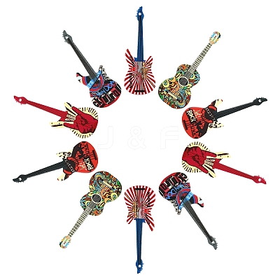 10Pcs 5 Colors Opaque Printed Acrylic Pendants OACR-YW0003-42-1