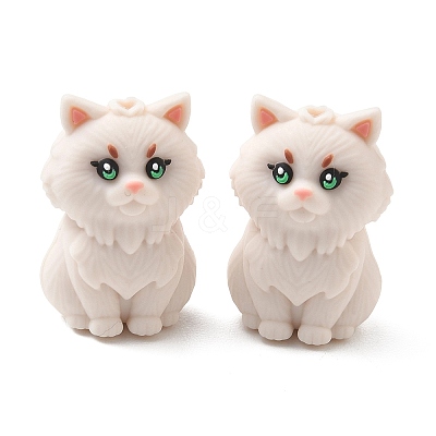 Persian Cat Shape Food Grade Silicone Focal Beads SL-CBAAE23-02-1