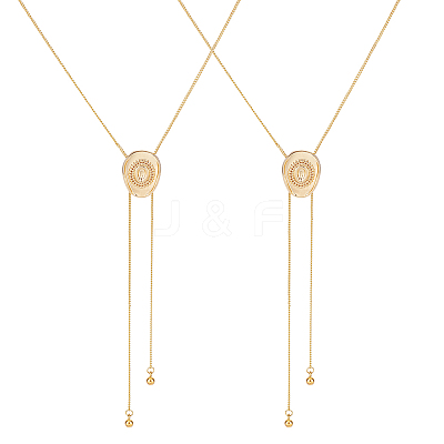 2Pcs Adjustable Brass Curb Chains Cowboy Hat Sweater Lariat Necklaces NJEW-UN0001-78G-1