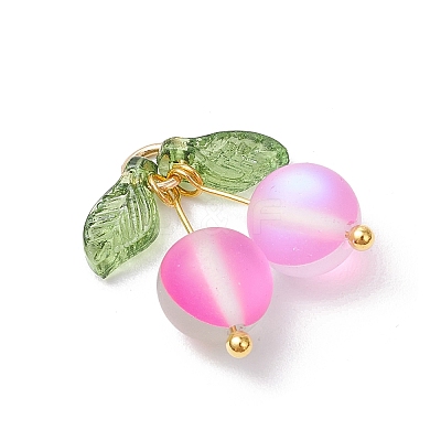 5Pcs 5 Colors Dyed Frosted Synthetic Moonstone Cherry Pendants PALLOY-TA00255-1