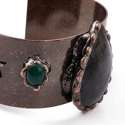 Natural Labradorite Open Cuff Bangles BJEW-A130-01-1