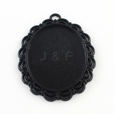 Electrophoresis Alloy Oval Big Pendant Cabochon Settings PALLOY-Q304-42-NR-1