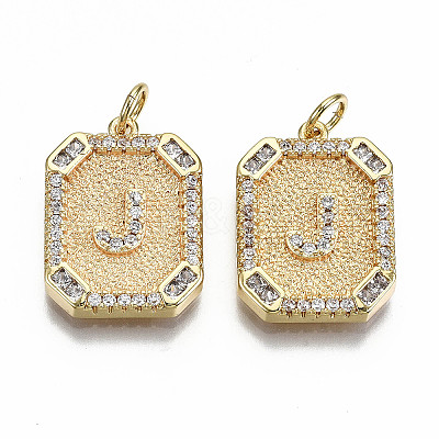 Brass Micro Pave Clear Cubic Zirconia Pendants KK-S356-234J-G-NF-1